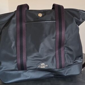 Coach Black and Dark Purple Men's Duffel Bag